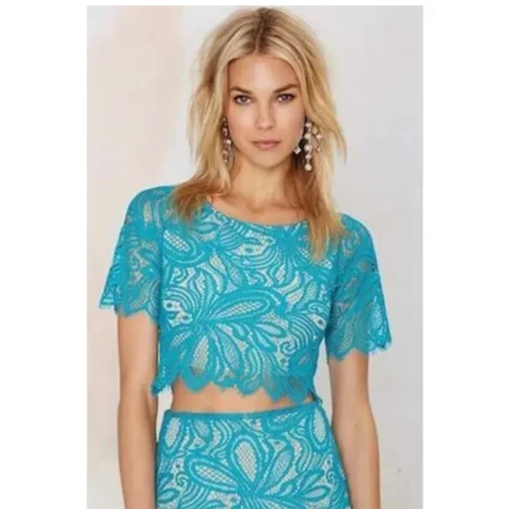 For Love & Lemons x Nasty Gal Beach Breeze Set in Teal - Picture 3 of 16